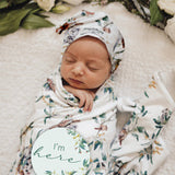 Snuggle Swaddle Sack and Beanie Set - Eucalypt