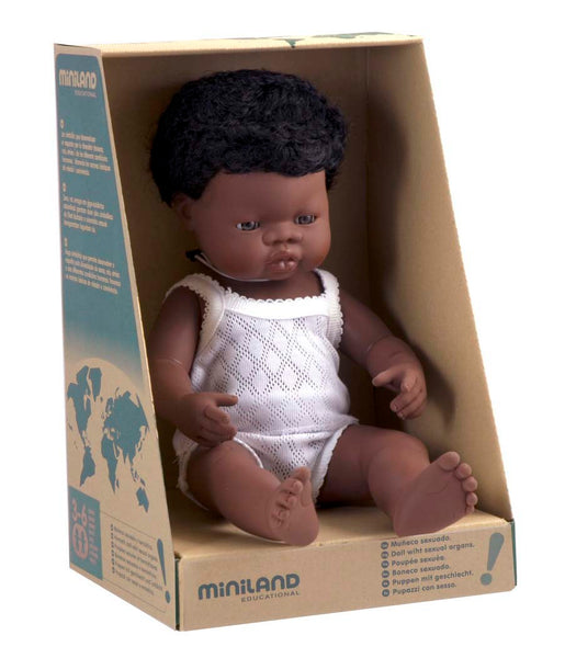 Miniland Anatomically Correct 38cm Doll, African Boy