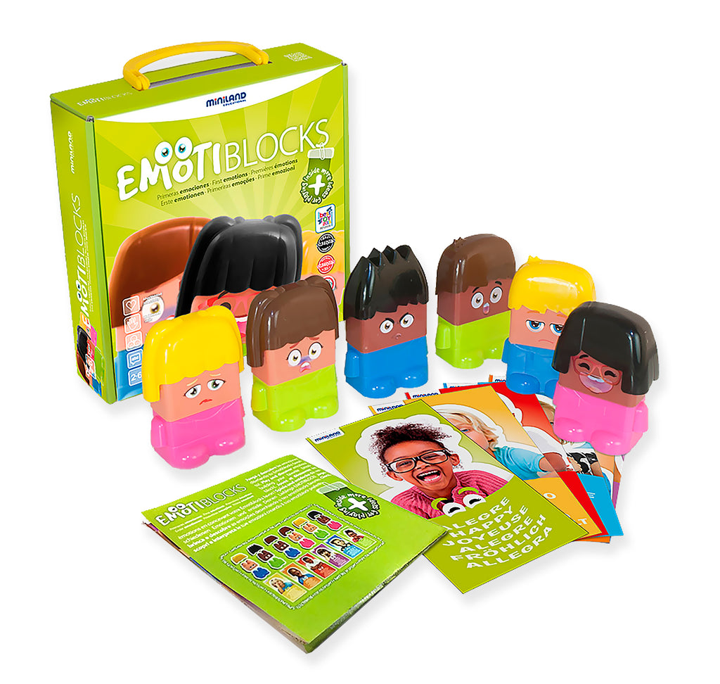 Miniland Emotiblocks, From Ages 2–6 Years, 1-6 Players, Social Awareness,  Emotional Intelligence, Therapy Game, Diversity Play, Understand Facial