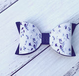 4" Leatherette Hair Bow - Navy Floral