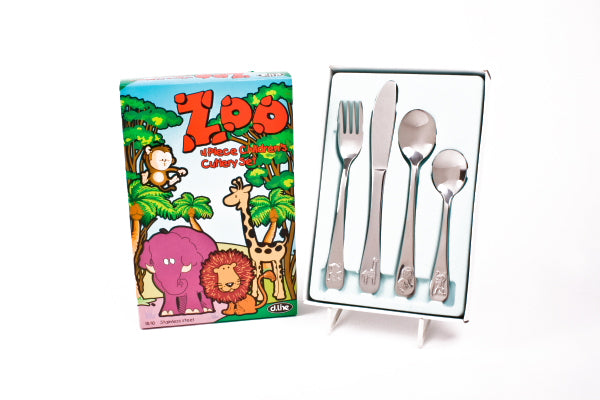 Children's 4 piece cutlery set - Zoo