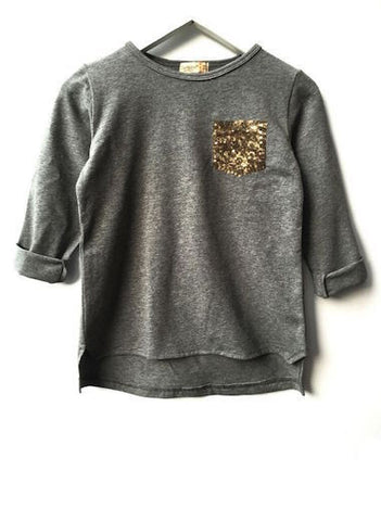 Fresh Baked Hi-Lo Tee Gunmetal Sparkle (2-8)