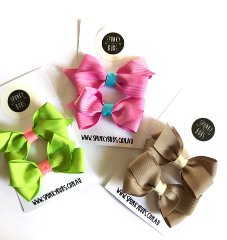 Handmade 3" Hair Bow Clip Sets