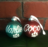 Personalised Christmas Baubles - Paw Prints