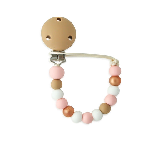 Handmade Dummy/Pacifier clip (Safety Certified)-Rose Gold/Rose Quartz