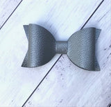 4" Leatherette Textured Hair Bow - plain colours