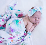 Jersey Wrap and Top Knot Set - Sweet Petal