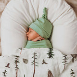 Snuggle Swaddle Sack and Beanie Set- Sage