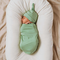 Snuggle Swaddle Sack and Beanie Set- Sage