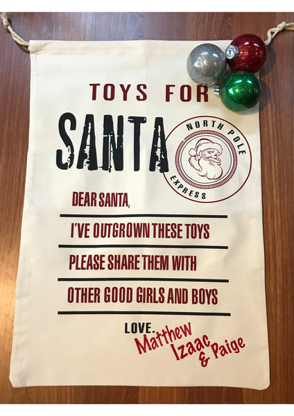 Toys For Santa Personalised Sack