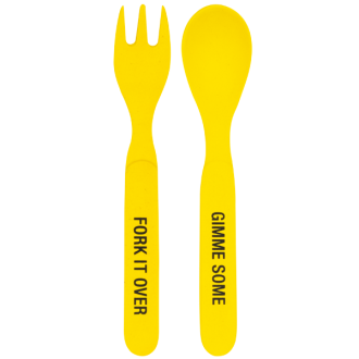 Toddler Bamboo Cutlery Set - Yellow